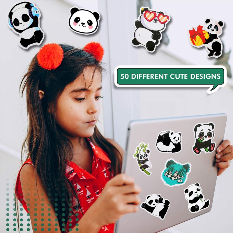 100 Pieces Panda Stickers Vinyl Panda Decals Party Supplies Waterproof