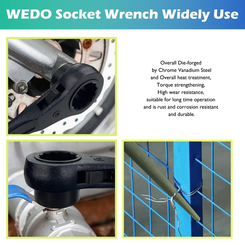 WEDO 24mm Scaffold Podger Ratchet Wrench, One Side Socket Wrench,