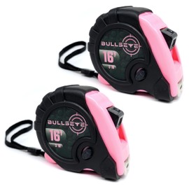 Bullseye Tape Measure 16 Foot 2-Pack | Pink | Premium-Quality Retractable Measuring Tape with Pause Buttons | Easy to Read Measurements in Standard & Metric - Centimeters & Inches