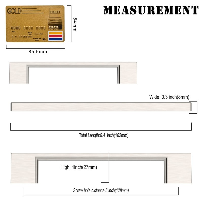 Amerdeco 10 Pack Brushed Satin Nickel Cabinet Pulls - 5