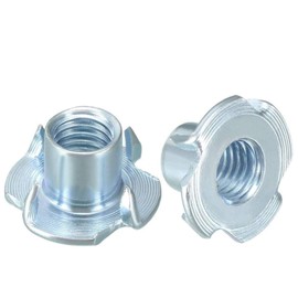 NGe M10 x 10mm T-Nuts, 4-Prong Tee Nut Fasteners, Pronged Tee Nut for Wooden Furniture and Climbing Hold, Pack of 50