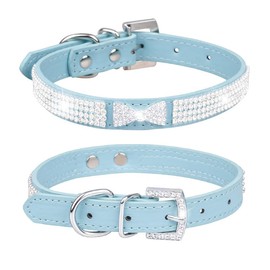 Rhinestone Dog Collar for Small Dogs, Fancy Bling Diamond Crystal Dog Collar Glitter Jeweled Girl Puppy Cat Collars for XXS XS Small Medium Large Dogs (Blue,XS)