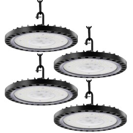 Viugreum 4 Pack LED High Bay Light 5000K 100W UFO High Bay Lights 10500LM with Hanging Chain Commercial Bay Lighting for Barn Garage Warehouse Car Wash Shop UFO Lights