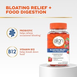Align Probiotic, Bloating Relief + Food Digestion, Probiotics for Women and Men, Probiotic Helps Soothe Occasional Bloating*, With Vitamin B12 to Help