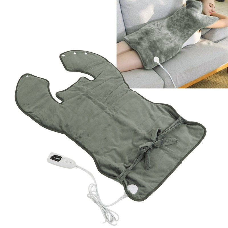 Back Heating Pad Dark Grey Soft Plush Hands Free Design