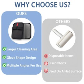 Suytvenxau Pet Hair Remover, Electrostatic Pet Hair Removal Gloves, Reusable Dog Hair Remover Glove for Furniture Carpet Couch Use, Cat Hair Remover Mitt with Adjustable Fit, 1 PCS