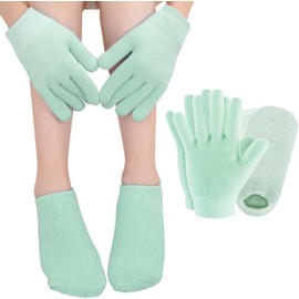 Set De Calcetines Y Guantes Hidratantes, Calcetines De Gel De Silicona Para Talones Agrietados Y Pies Secos Para Mujer, Guantes Hidratantes De Spa Para El Cuidado De Las Manos, Alivio Y Trata