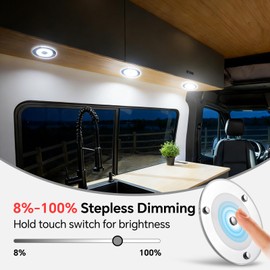 Obeaming 2 Pack 12V LED Ceiling Dome Light 400LM, 4.75" Dimmable Interior Light for RV Boat Camper Van Travel Trailer Truck Sailboat Interior Lighting, Surface Mount & Touch Switch(Cool White)