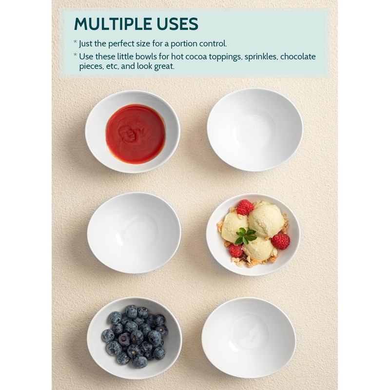 Teocera 5 Inch Porcelain Small Bowls Set, 6 Ounce small
