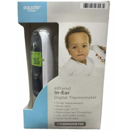 Equate Infrared 1-Second In-Ear Digital Thermometer for Kids & Adults