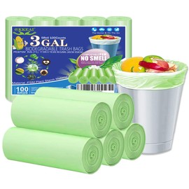 OKKEAI 3 Gallon Small Trash Bags,100 Counts Small Trash Can Liners Garbage Bags Leak Proof Bags Wastebasket Liners Bags for Bathroom Kitchen Bedroom Living Room Office,Green