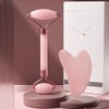 Gua Sha Rose Quartz Rose Quartz Gua Sha Massage Heart Roller Face Set / 괄사 로즈쿼츠 로즈쿼츠괄사 마사지 하트 롤러 얼굴 세트