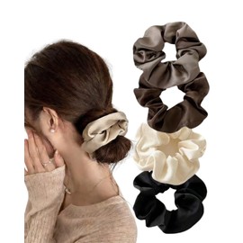 GXFDCAT Scrunchie, Satin Hair Elastic, Colon Hair Elastic, Glossy, Silk, Stylish, Non-Tracing, Hair Clip, Volume, Adult Hair Accessory, Elegant, Simple, Office, Casual, Women's, Face Washing, Exercise