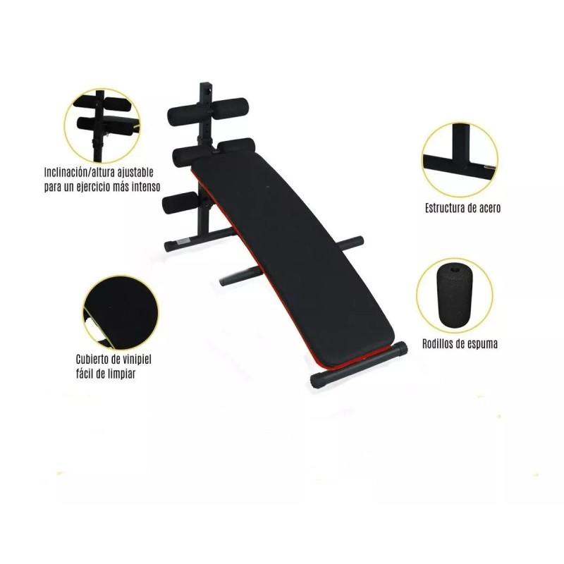 ArgenMex Banco Inclinado Curvo P/ Abdominales Ejercitador Gimnasio