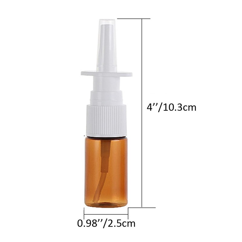 6PCS 10ML Empty Brown Glass Nasal Spray Bottles Refillable Fine