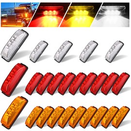 25 Pcs 4 Inch Trailer Marker Lights Front Rear Side 3 LED Trailer Light Waterproof Sealed Trailer LED Lights Mounted Trailer Fender Lights for RV Truck UTV ATV Boats, Red, Orange and White