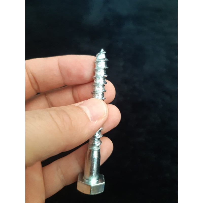 Coach Screws Hex Head Width 17mm Galvanised Zinc Plated Steel