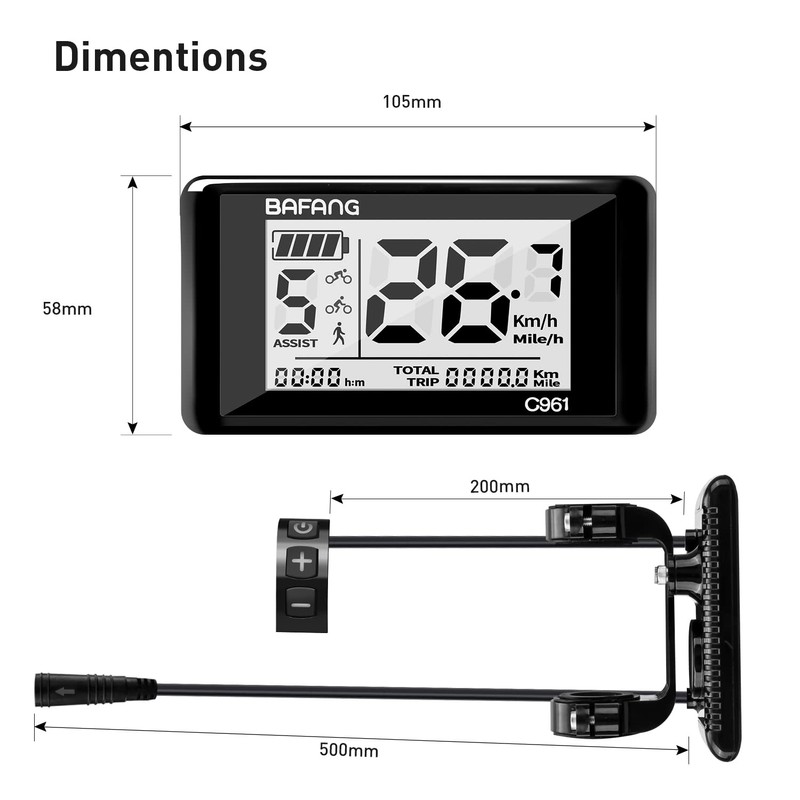 eBike Display C961 for BAFANG BBS01B BBS02B BBSHD Motor Electric