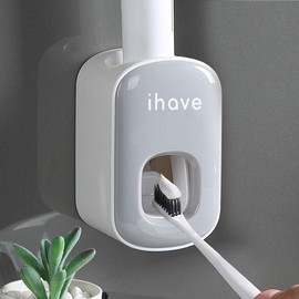 Ihave Toothbrush Holder Wall Mounted with Toothpaste Dispenser - Easy to Install, Sturdy, and Stylish Bathroom Decor & Bathroom Accessories ihave - Color: Gray