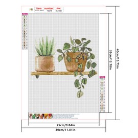 SHEGZHUC 4 Pack Diamond Painting Plants Green Simple 30 x 40 cm Diamond Painting Leaves Potted Plant Diamond Painting Pictures Plants Diamond Painting Embroidery Cross Stitch Pictures Gift Wall