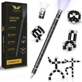 Elegancy for Men Magnetic Fidget Pen Stocking Fillers Magnetic Pen LED Cool Gadgets Stuff Dad Gifts for Teenage Girls Boys (Black Fidget Pen 2.0)