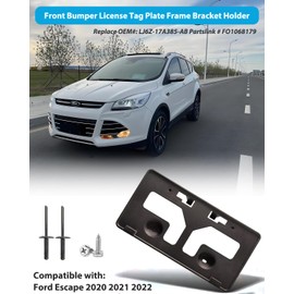 Front License Plate Frame for Ford Escape 2020 2021 2022 Front Bumper License Plate Holder Mounting Bracket Cover Replace # LJ6Z-17A385-AB Partslink # FO1068179