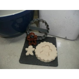 AJT GINGERBREAD MAN CENTER LINZER JAM FILLED COOKIE SET OF 2 COOKIE CUTTERS PR1865