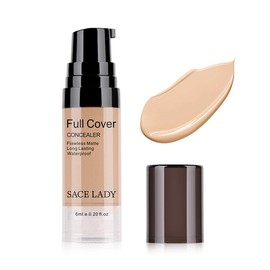 Pro Full Cover Liquid Concealer, Waterproof Smooth Matte Flawless Finish Creamy Concealer Foundation Corrector for Eye Dark Circles Spot Face Concealer Makeup Base, Size:6ml/0.20Fl Oz, Warm Natural