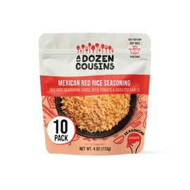 A Dozen Cousins Rice Seasoning Sauce Packets - Season and Prepare Your Own Rice Dishes - 10 Pack - Mexican Red Rice with Tomato and Roasted Garlic - 4 oz Packet