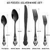 Black Silverware Set for 12, Stainless Steel Gorgeous Retro Royal