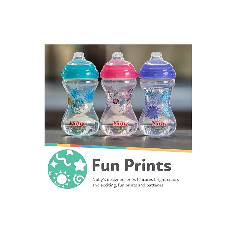 Nuby 3pk No derrame, "Pinpoint" boquilla suave Clik-It, 10 onzas,