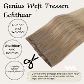 ABH AMAZINGBEAUTY HAIR Real Hair Genius Weft Extensions, Real Hair, Sew-in Weft Hair Wefts, Real Hair Wefts for Sewing, Virgin Hair, 50 g, #B8/18/60 Balayage Blonde Highlighted Brown, 40 cm