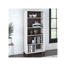 Bush Furniture Somerset Tall 5 Shelf Bookcase | Large Open Bookshelf | Display Cabinet for Library, Living Room, and Home Office, 30W x 13D x 65H, White and Storm