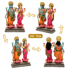 Hindu God Lakshmi Narayan Statue - 8.8" H Laxmi Narayan Sculpture Indian Diwali Pooja Item Murti Gifts for Indian Couples, Friends, Family, Diwali Gifts, Home Office, Mandir Temple