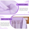 QueenDream Lavender Chiffon Table Skirt 6ft for Rectangle Tables Purple