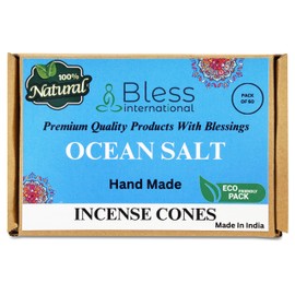 Bless International Ocean-Salt 100%-Natural-Incense-Cones Handmade-Hand-Dipped Organic-Chemicals-Free for-Purification-Relaxation-Positivity-Yoga-Meditation The-Best-scents (60 Count)