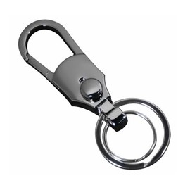 Marino Avenue 01 Stylish Key Holder, One-touch Detachable Double Ring, Carabiner, Lightweight Metallic, Compatible with Cars and Motorcycles, C. Dark Grey