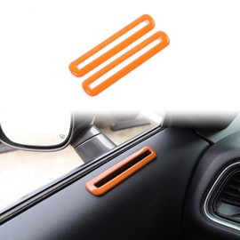 Voodonala for Challenger Door AC Outlet Vent Ventilation Grille Embellishment Cover Trim for 2015-2024+ Dodge Interior Challenger ABS Orange 2pcs