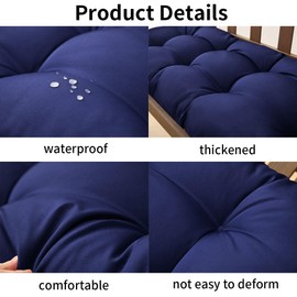 ELKOHA Outdoor Bench Cushion 48X19 Inch Patio Chair Cushions Tufted Porch Swing Cushions Patio Bench Cushion with High Elasticity PP Cotton for Indoor/Outdoor (Navy)