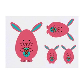 4 x 'Easter Egg Rabbit' Temporary Tattoos - Water Resistant, Skin-Safe, Non-Toxic Transfers, Mixed Sizes (TO00083924)