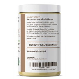 SheaButter Organic Karité Butter 100% Pure 100% Natural Unrefined 800 g (Pack of 1)