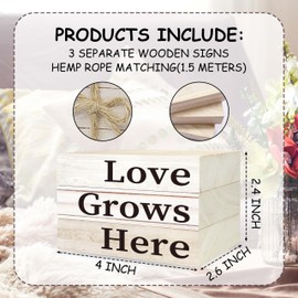 Decorative Books for Home Decor, Wood Book Stack for Table Decor, Love Grows Here Decor Books for Living Room Bookshelf Office Coffe Bar, Farmhouse Stacked Books Decor (L07)