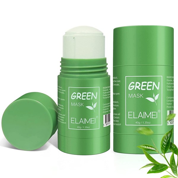 Green Stick, Green Mask Stick, Green Tea Stick for Moisturising, Deep Pore Cleansing, Removes Blackheads, Green Tea Clay Mask for All Skin Types (Pack of 2)