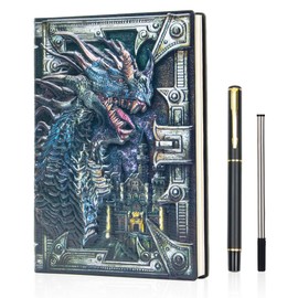 BFWUTKY DND Notebook Dragon Journal With Pen,3D Embossed Leather Notebook 200 Pages Lined Paper Hardcover Vintage Writing Diary Great RPG Lover's Gift For DM's &Players,Men&Women(Colorful).
