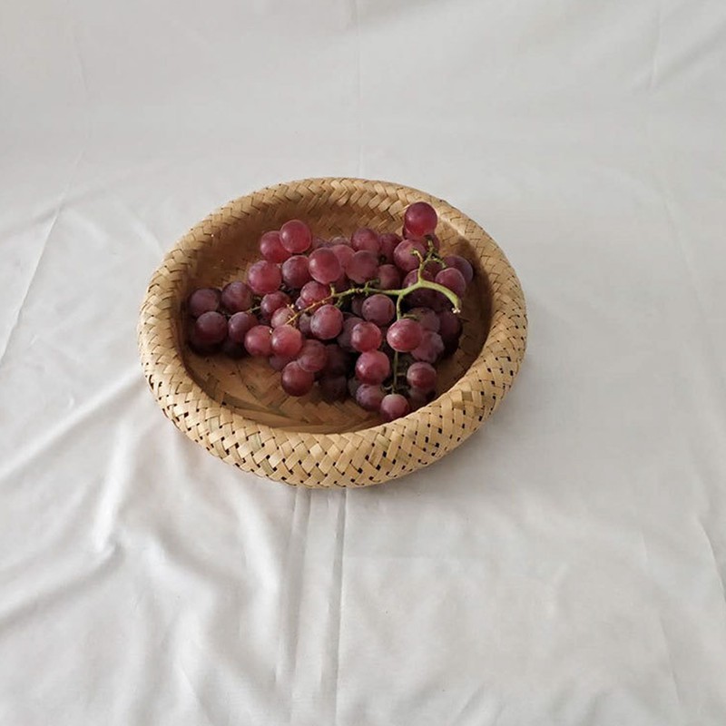 Round Bread Baskets Bamboo Hand Woven Fruits Vegetable Storage Basket