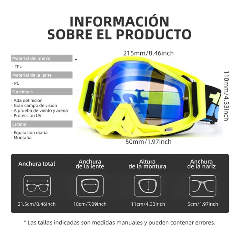 Goglesss Motocross Gafas De Esquí Tacticos Anti Niebla