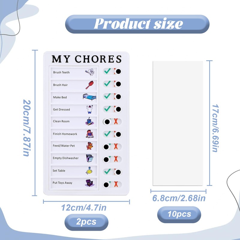2 Pcs Behavior Chart,Daily Removable Reusable Chore Chart,Portable Chore Chart
