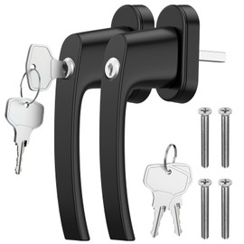 GETLITOOL Lockable Window Handles, 2-Piece Aluminium Window Lock with Keys, Safety Window Handle in Pin Length 35 mm, Child Safety Window Lock for Window Door, Home Security, Black