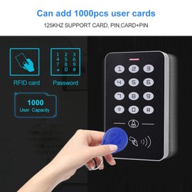 LEXI 125KHz RFID Access Control System Kit Frame Glass Door Set+Electric 180KG Magnetic Lock+10 Keytab+Power Supply+Exit Button-A1 (A1+E6+K80+10ID+180KG)