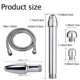 Metal Nozzle Clean Shower Head, 2 Shower Heads 3 Aluminum Cleaner Flushing Cleansing System with 59 inch Hose and Water Tank Hook, Silver